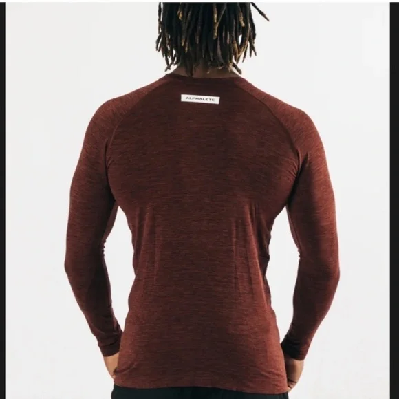 Alphalete NWT Hero long sleeve maroon, & Black Men’s Large - Picture 2 of 5